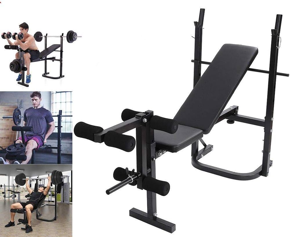 Banco Multifuncional para Ejercicios en Casa con Rack – Gym Completo para Pecho, Piernas y Más