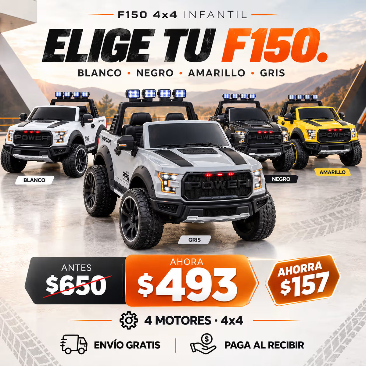 Carro a Batería Grande Ford F150 Raptor | Control Remoto | Envío GRATIS