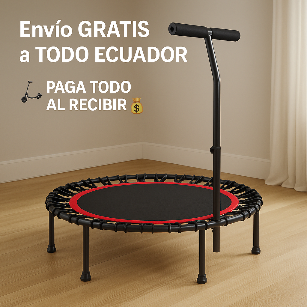 Relaxdays Trampolín Plegable con Barra de sujeción, 102 cm, 120 kg, Fitness Indoor, Negro Relaxdays Trampolín Plegable con Barra de sujeción, 102 cm, 120 kg, Fitness Indoor, Negro