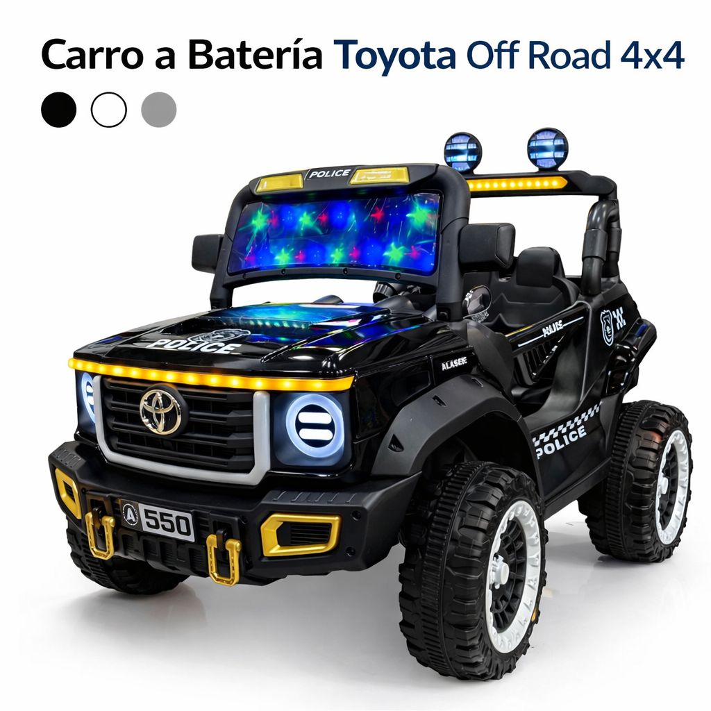 Carro a Batería Toyota Off Road 4x4 para Niños | Luces LED, Bluetooth y Control Parental