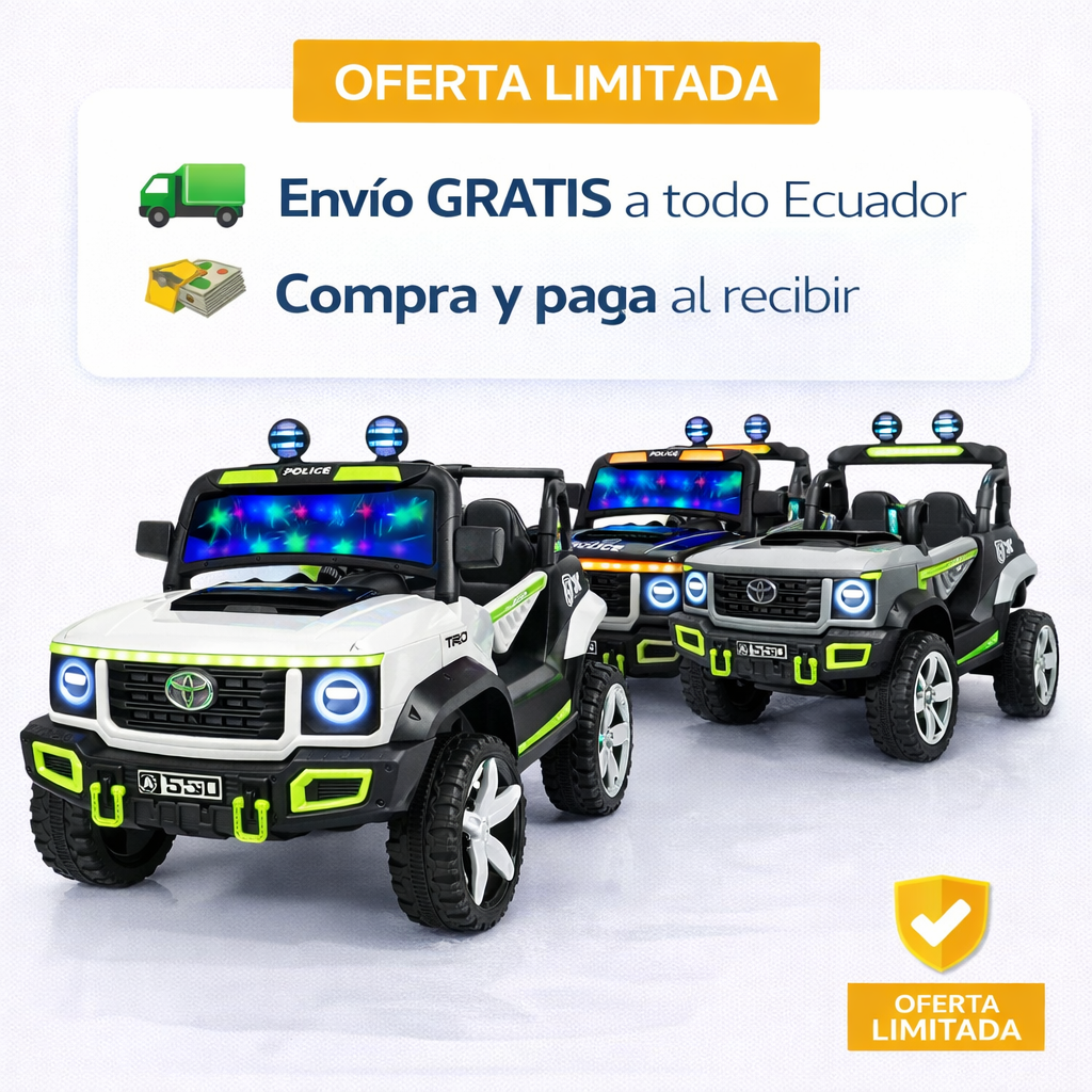 Carro a Batería Toyota Off Road 4x4 para Niños | Luces LED, Bluetooth y Control Parental