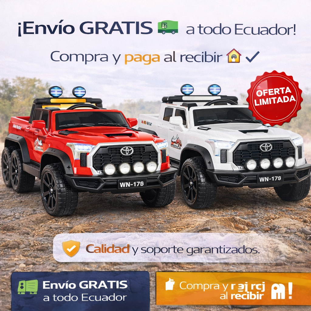 Carro a Batería Toyota Tundra 6x6 para Niños | Luces LED, Ruedas de Goma, Bluetooth y Control Remoto