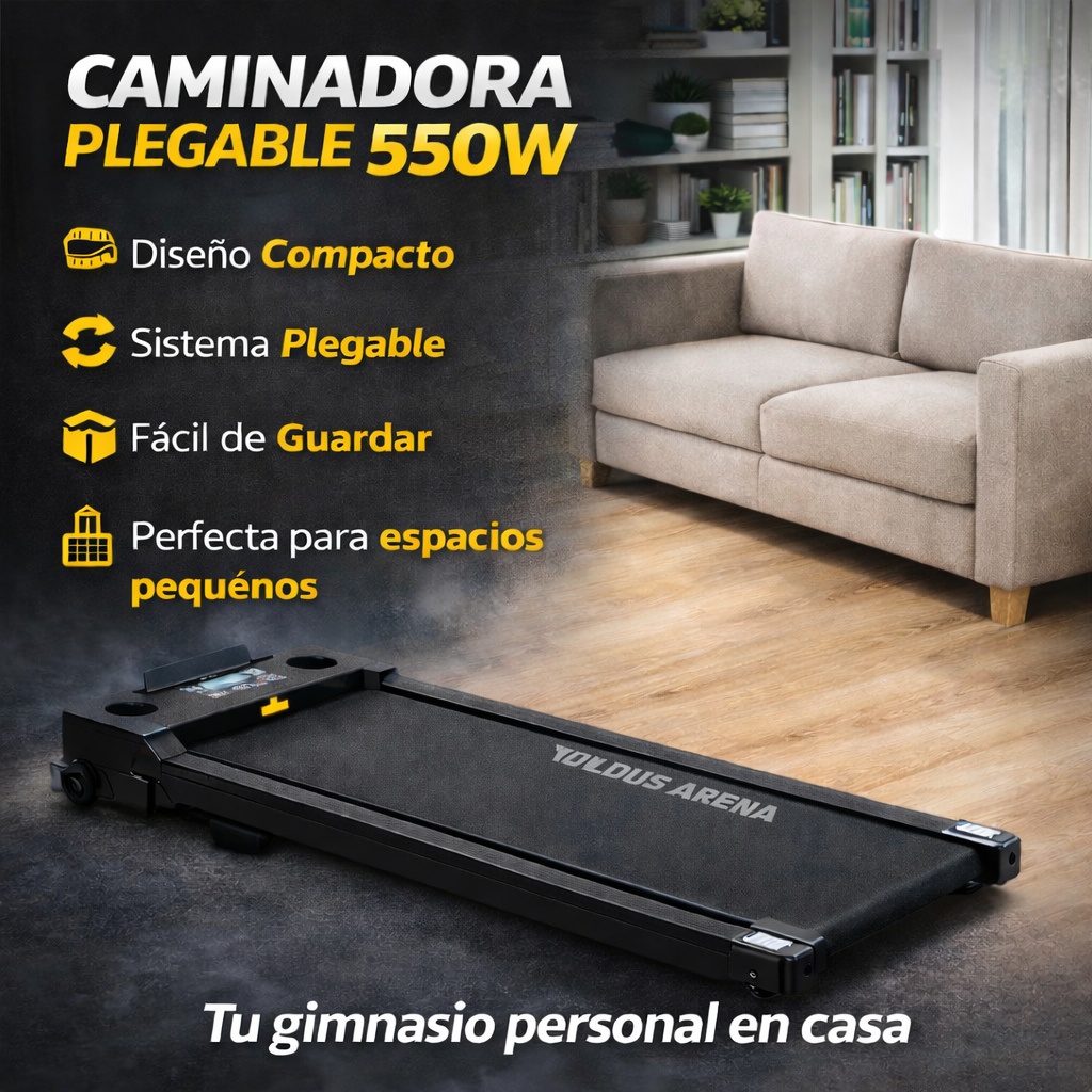 Caminadora Plegable 550W hasta 10 km/h | 12 Programas | Soporta 136 kg | Compacta para Casa