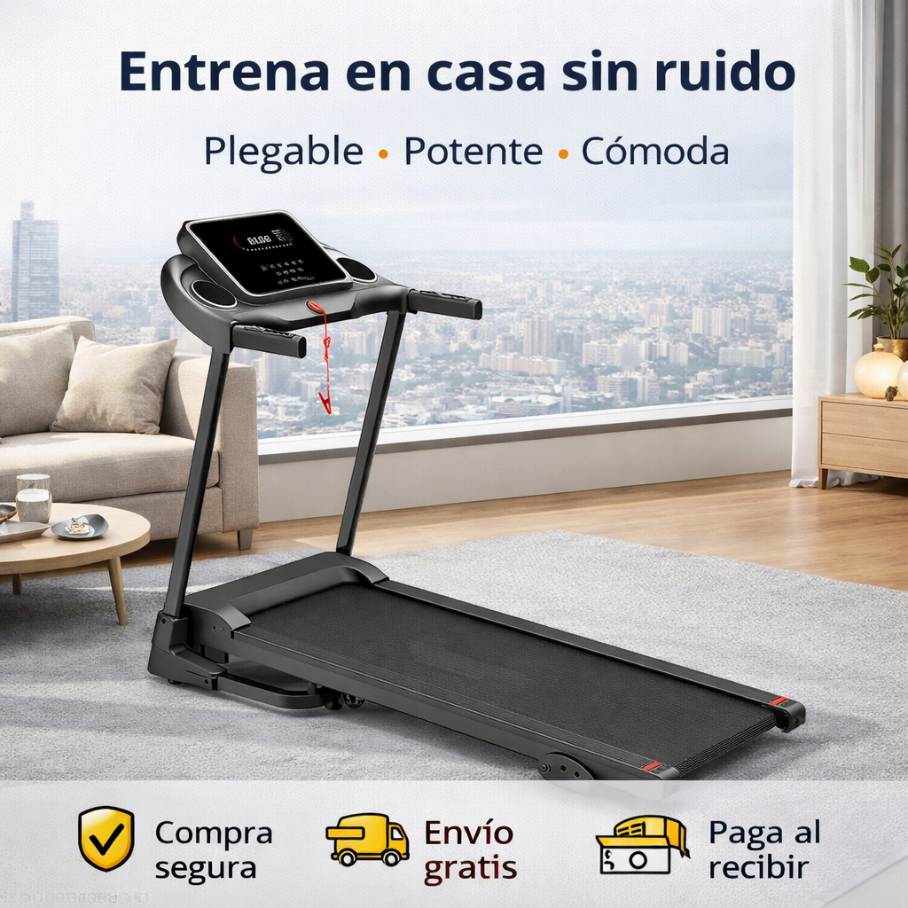 Caminadora Plegable Eléctrica 12 km/h | Inclinación 3 Niveles | Motor 2.5 HP Silenciosa