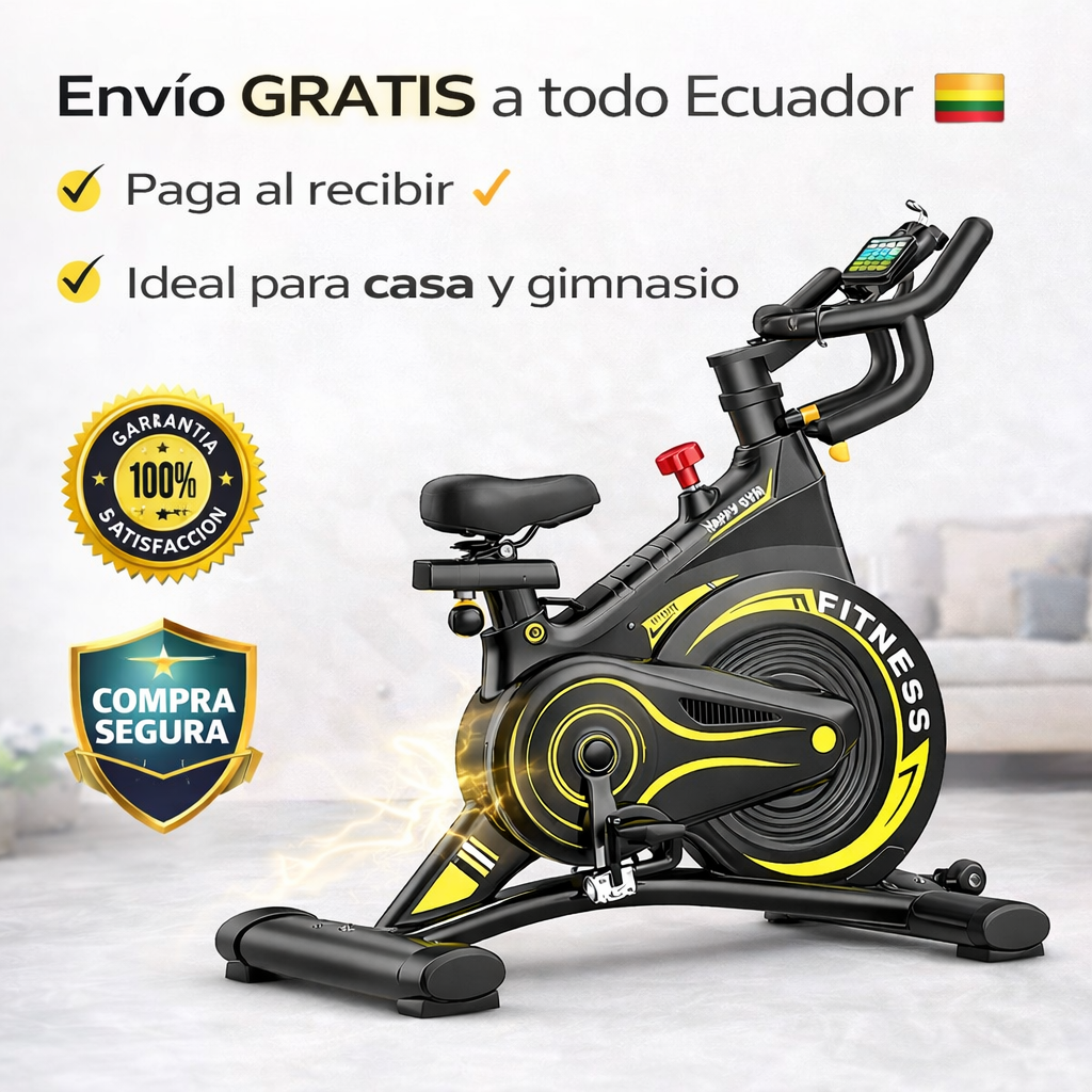Bicicleta Spinning Magnética HappyGYM Profesional | Volante 20 kg | Soporta 150 kg