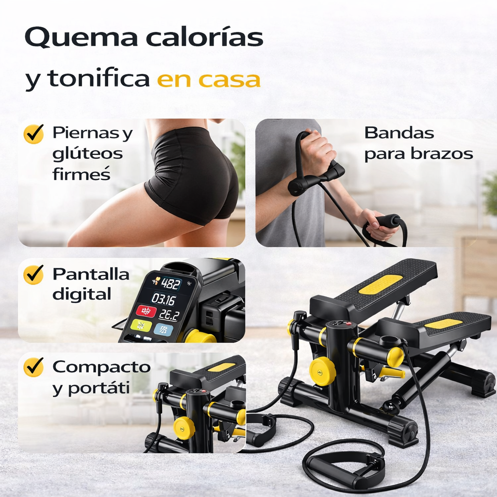Mini Stepper / Escaladora / Pedal Ejercitador con Bandas de Resistencia | Envío GRATIS Ecuador