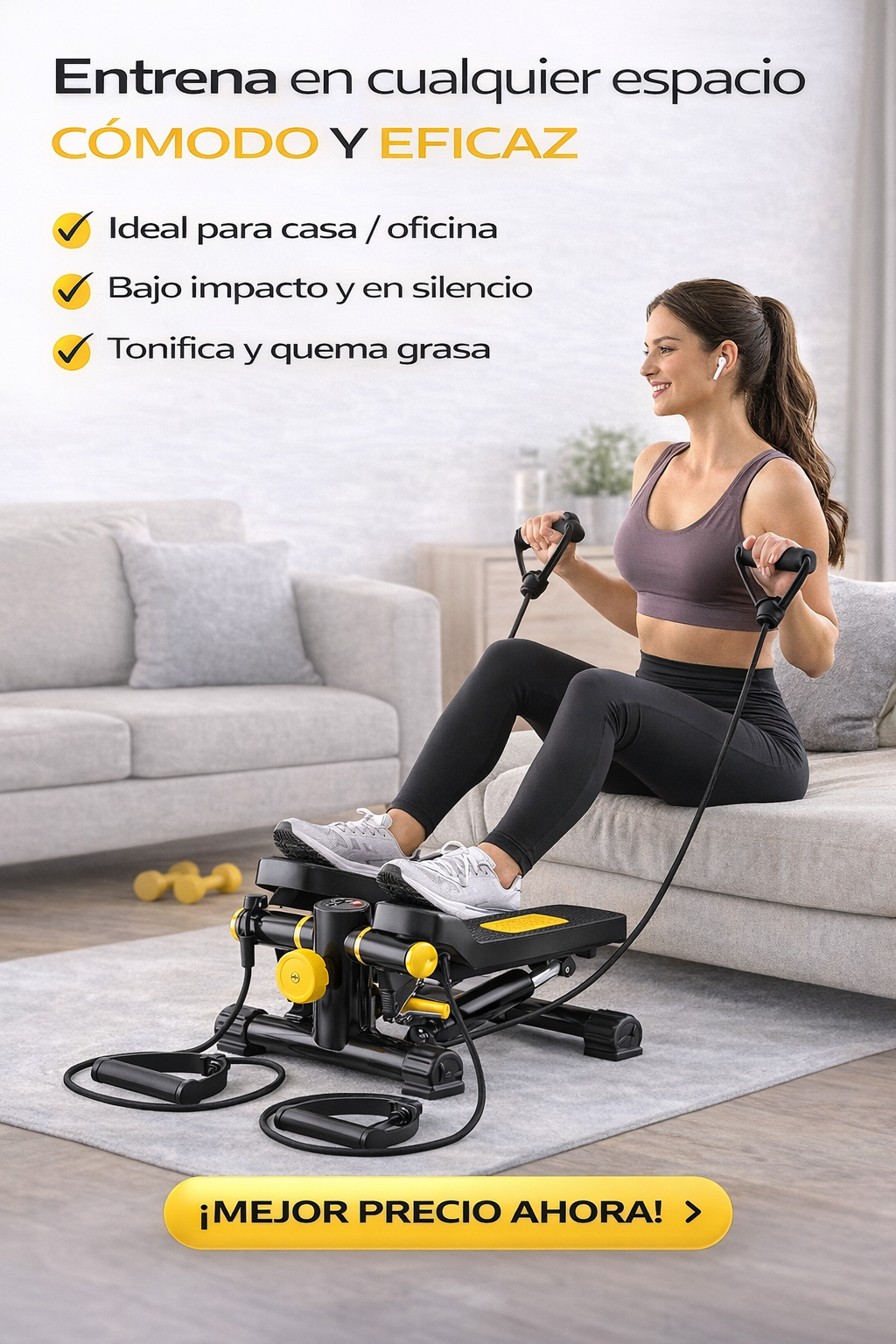 Mini Stepper / Escaladora / Pedal Ejercitador con Bandas de Resistencia | Envío GRATIS Ecuador
