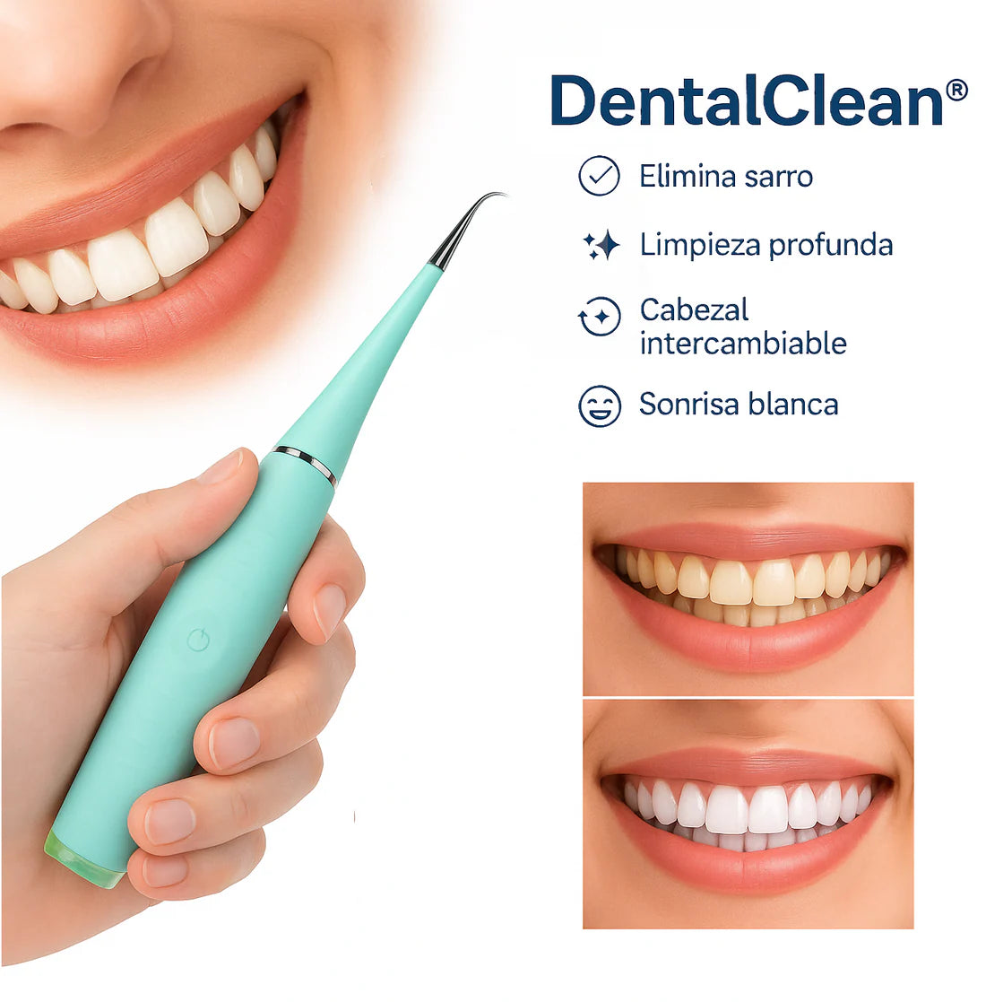 🦷 DentalClean® – Quita Sarro Eléctrico con Eliminador de Placa + Cabezal Intercambiable