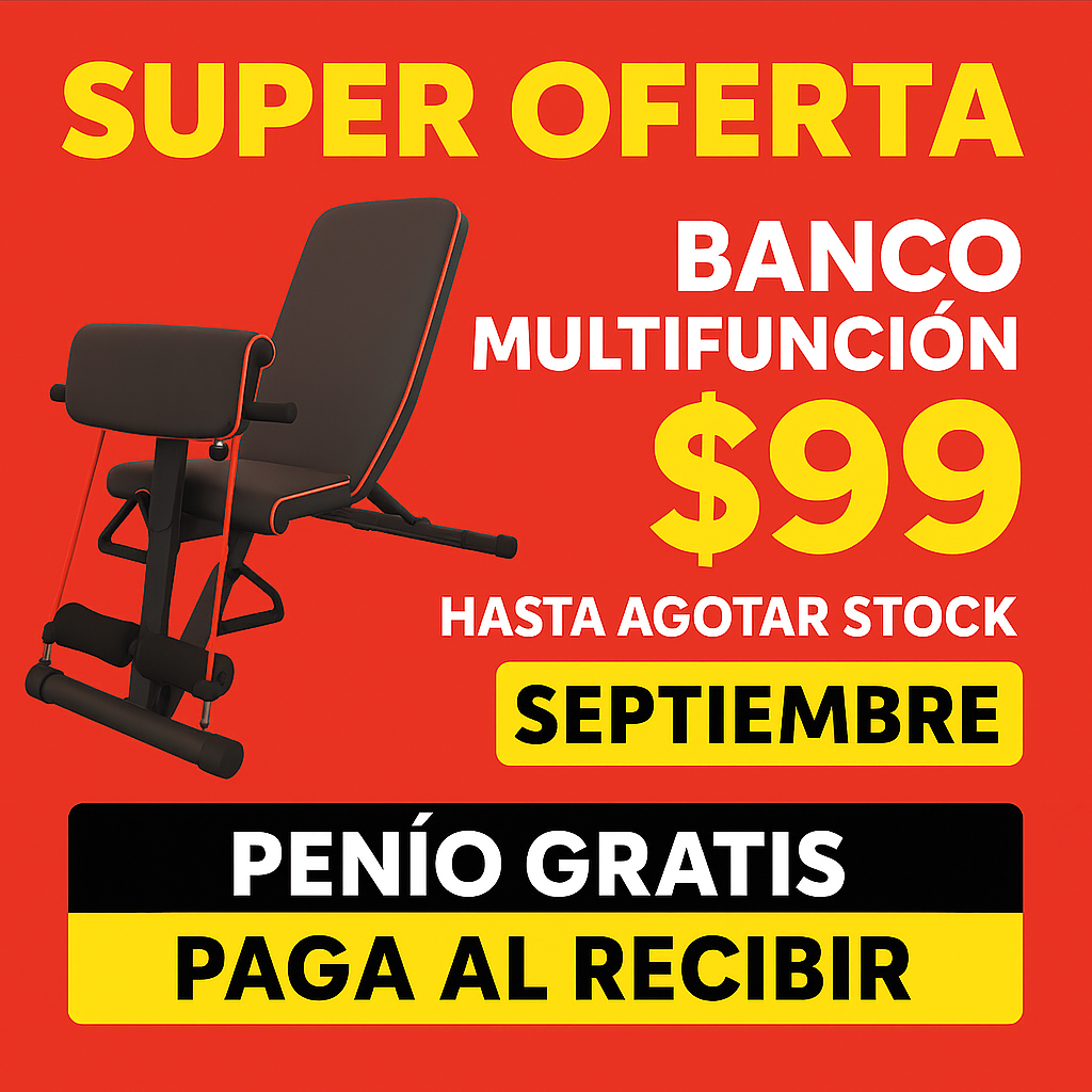 Banco Multifuncional Gym 7 Posiciones + Bandas | Envío GRATIS